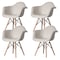 Fabulaxe Mid-Century Modern Style Fabric Lined Armchair with Beech Wooden Legs, White, PK 4 QI004325.WT.4 - alternate 1